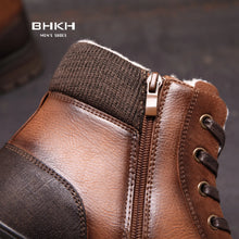 Load image into Gallery viewer, Men Fur Warm Ankle Anti-Slip Zip Lace-up Boots