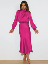 Load image into Gallery viewer, Spring Summer New High-End Satin Long Sleeved Dress