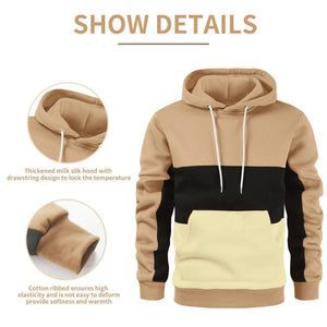 Men's Warm Hoodie Fashion Tricolor Matching