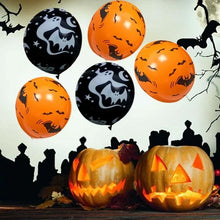 Load image into Gallery viewer, 30/10Pcs Scary Halloween Balloons Kids Toys Pumpkin Skeleton Ghost Bar Party Decor Balloon Halloween Black Orange Latex Balloon