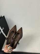 Load image into Gallery viewer, Pointed Toe Women Loafers Black Brown White Casual Mules Shoes Belt Buckle Shallow Slip On Low Flat Heeled Party Pumps Size 40