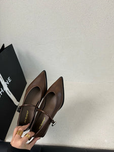 Pointed Toe Women Loafers Black Brown White Casual Mules Shoes Belt Buckle Shallow Slip On Low Flat Heeled Party Pumps Size 40