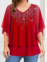 Load image into Gallery viewer, Women&#39;s Plus Size Short Sleeve Chiffon Tees