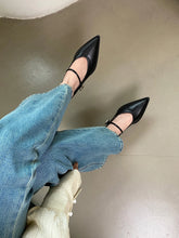 Load image into Gallery viewer, Pointed Toe Women Loafers Black Brown White Casual Mules Shoes Belt Buckle Shallow Slip On Low Flat Heeled Party Pumps Size 40