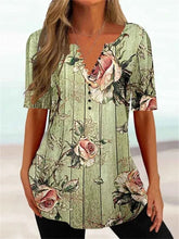 Load image into Gallery viewer, Women Elegant Plant Flowers Print Loose Tees