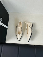 Load image into Gallery viewer, Pointed Toe Women Loafers Black Brown White Casual Mules Shoes Belt Buckle Shallow Slip On Low Flat Heeled Party Pumps Size 40