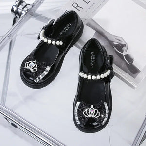 Girl Wedding Party Rhinestone Crown Pearl Princess Shoes
