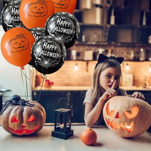 30/10Pcs Scary Halloween Balloons Kids Toys Pumpkin Skeleton Ghost Bar Party Decor Balloon Halloween Black Orange Latex Balloon