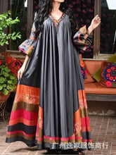 Load image into Gallery viewer, Vintage Printed Dress Women Breathable Loose Middle Eastern Robe