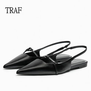 Woman Pointed Leather Flats Ballet Shoes