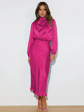 Load image into Gallery viewer, Spring Summer New High-End Satin Long Sleeved Dress