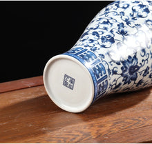 Load image into Gallery viewer, Porcelain Antique Blue and White Vase