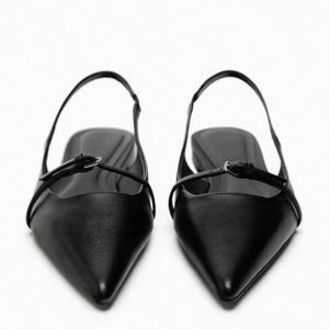 Woman Pointed Leather Flats Ballet Shoes