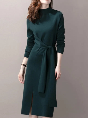 Women Half High Collar Sweat Dresses