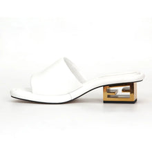 Load image into Gallery viewer, Women White Fend Mid Heel Sandals
