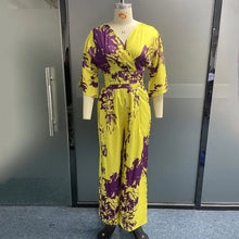 Load image into Gallery viewer, Women Jumpsuit Casual Printed Short Bat Sleeve V Neck