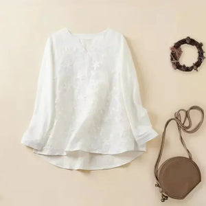 Women Lace Long Sleeve Tops V Neck Shirt