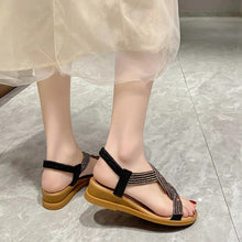 Load image into Gallery viewer, Woman Round Toe Summer Heel Diamond Sandals