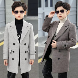 Boys Boutique Winter Woolen Herringbone Pattern Coat
