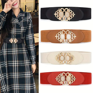Women's Fashionable Golden Imitation Gemstone Shape Belt