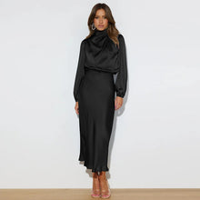 Load image into Gallery viewer, Spring Summer New High-End Satin Long Sleeved Dress