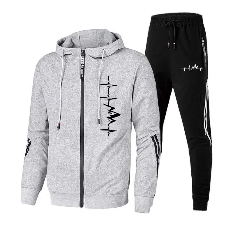 Men's high quality sports zipper hoodie + Pants