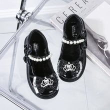 Load image into Gallery viewer, Girl Wedding Party Rhinestone Crown Pearl Princess Shoes