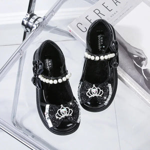 Girl Wedding Party Rhinestone Crown Pearl Princess Shoes