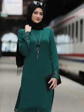 Load image into Gallery viewer, Muslim Dress Women Long Top Hollow Solid Islamic Clothing Hijab Dresses