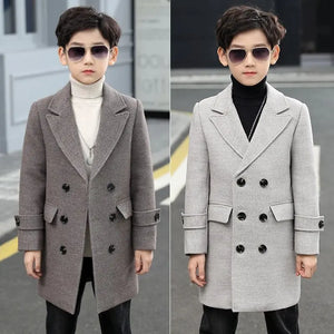 Boys Boutique Winter Woolen Herringbone Pattern Coat