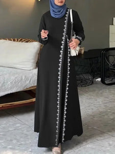 Women's Long Sleeve Lace Robe, Ramadan, Islamic, Arab, Muslima Dress