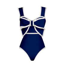 Load image into Gallery viewer, 2025 Black White Retro One Piece Swimsuit Women Bow Tie Swimwear with Skirt Sexy Bathing Suit Monokini Beach Bodysuit Beach Wear