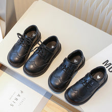 Load image into Gallery viewer, Boys Leather British Style Black Flat Shoe