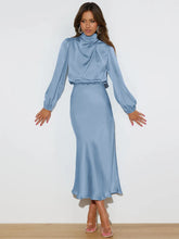 Load image into Gallery viewer, Spring Summer New High-End Satin Long Sleeved Dress