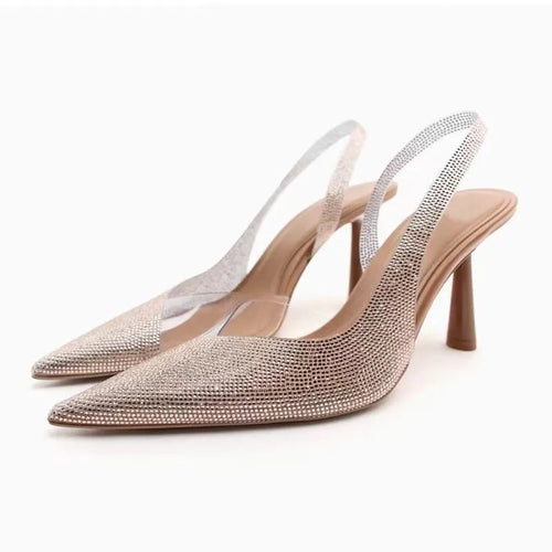 Women Pointed Slingback High Heels Shoes