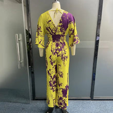 Load image into Gallery viewer, Women Jumpsuit Casual Printed Short Bat Sleeve V Neck