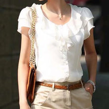 Load image into Gallery viewer, Womens Chiffon Short Sleeve Blouse Shirt