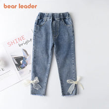 Load image into Gallery viewer, Girls Elegant Bow Denim Pants Sweet Bowknot Stretch Trousers