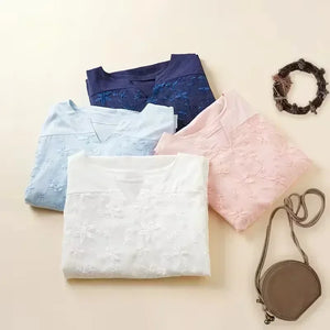 Women Lace Long Sleeve Tops V Neck Shirt