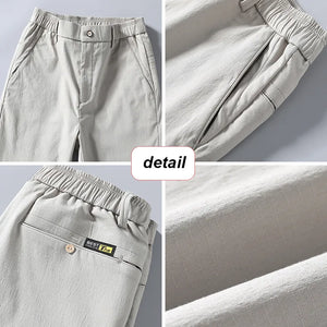 Men Casual Slim Straight Breathable Trousers