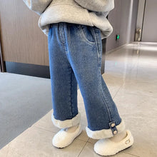 Load image into Gallery viewer, Girls Wide Leg Winter Warm Elastic High Waist Pant