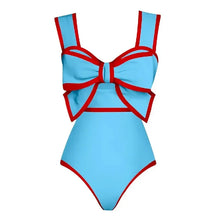 Load image into Gallery viewer, 2025 Black White Retro One Piece Swimsuit Women Bow Tie Swimwear with Skirt Sexy Bathing Suit Monokini Beach Bodysuit Beach Wear