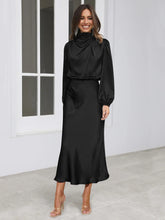 Load image into Gallery viewer, Spring Summer New High-End Satin Long Sleeved Dress