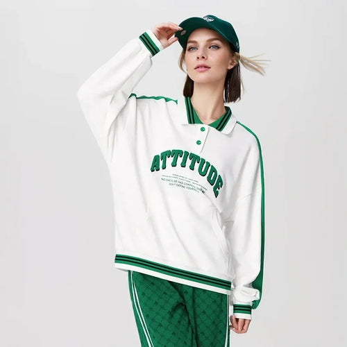 Women Oversize Letter printed Contrasted Tops Shirt