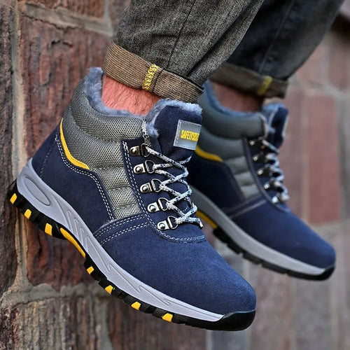 Mens High Quality Winter Boots Men Steel Toe Cap Safety Boots Work Shoes