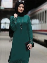 Load image into Gallery viewer, Muslim Dress Women Long Top Hollow Solid Islamic Clothing Hijab Dresses
