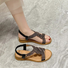 Load image into Gallery viewer, Woman Round Toe Summer Heel Diamond Sandals