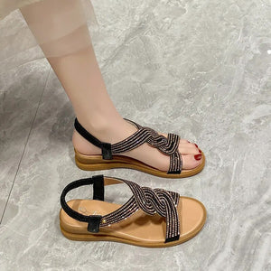 Woman Round Toe Summer Heel Diamond Sandals