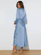 Load image into Gallery viewer, Spring Summer New High-End Satin Long Sleeved Dress